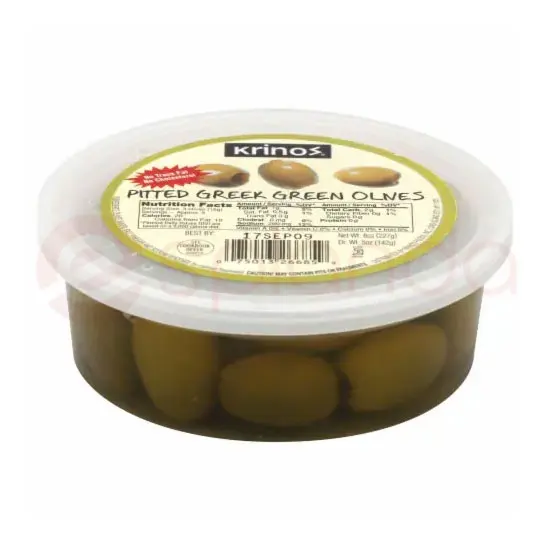 Krinos Pitted Green OLIVES:8OZ 8OZ at Apna Bazar Woburn, Woburn MA
