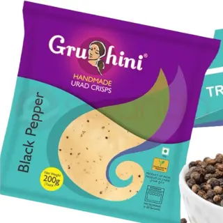Gruhini Plain Urad CRISPS:200G Papad, 200G